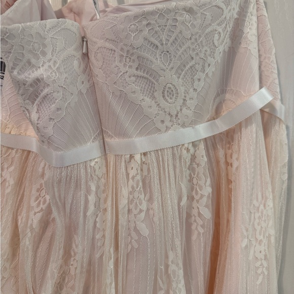 Strapless Lace Light Pink/off White Wedding Dress - Picture 4 of 9